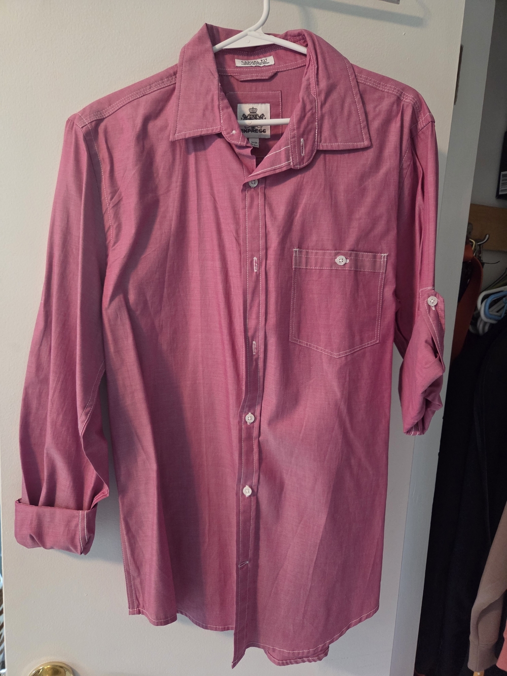 Express Classic Long-Sleeve Casual Button-Down Shirt